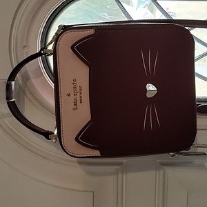 Kate Spade Meow Cat Daisy Vanity Crossbody Purse in red/pink